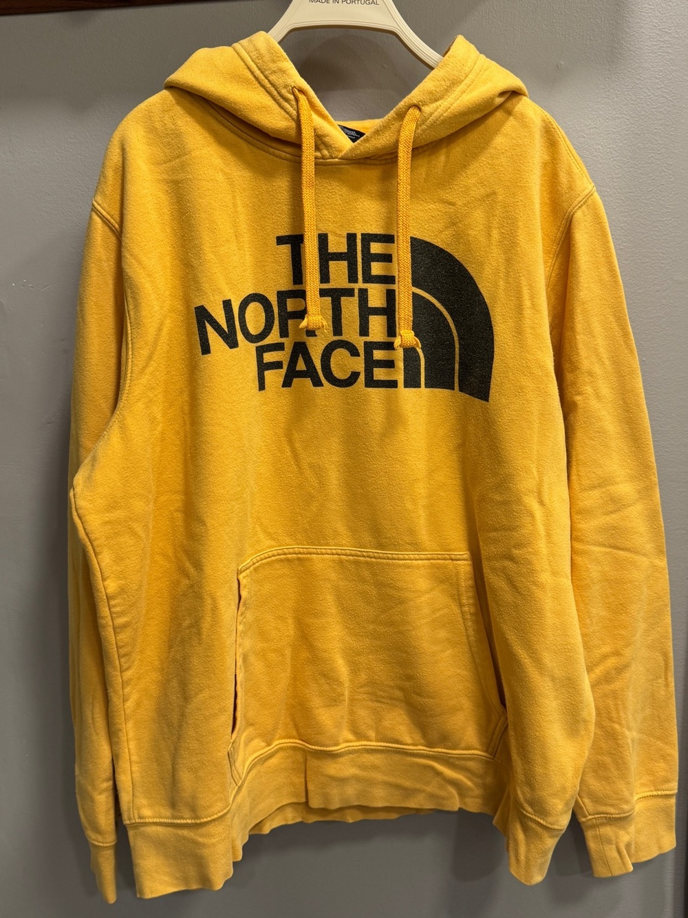 The North Face Yellow Pullover Hoodie with Black Logo